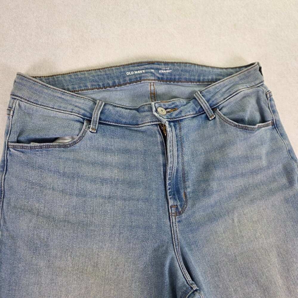 Women's Old Navy Straight Jeans Size‎ 14 Light Wash Stretch Denim